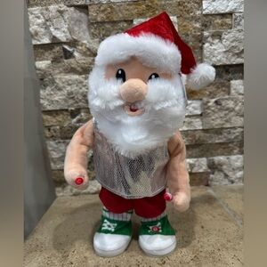 14" Animated Musical Dancing Fitness Santa Plush Christmas Decor Plays "Believe"
